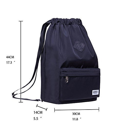 KAUKKO Drawstring Sports Backpack Gym Yoga Bag Shoulder Rucksack for Men and Women(K1031-2-BLACK) - color: Nylon Black