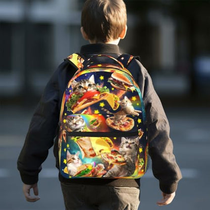 Funny Taco Cats School Backpack For Kids Galaxy Pizza Cat Backpack For Boys Girls Children Elementary Middle School Bookbag Ages 6-18 Back Pack - color: Taco Cats