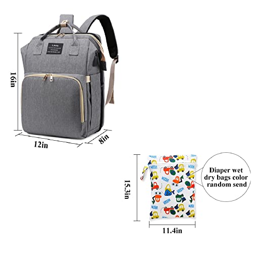 ANWTOTU Baby Diaper Bags with Changing Station,Waterproof Diaper Bag Backpack for Moms Dads with USB Charging Port,Large Capacity Multifunctional Baby Essentials(Grey) - color: Grey