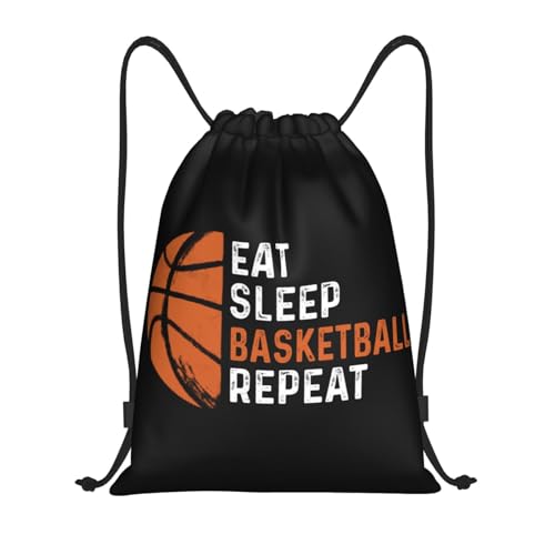 Gianlaima Eat Sleep Basketball Repeat Drawstring Bags Backpack Sport Gym Sack For Men Women - color: Black10