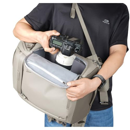 VANGUARD VEO Metro B30L Camera & Everyday Backpack (Cream) – Fits 70–200mm Attached, 17" Laptop Storage, Convertible Daypack Design, Travel-Ready Carry-On - color: Cream, size: 30L