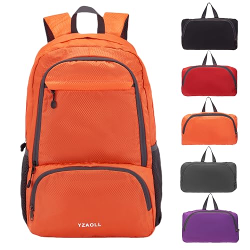 YZAOLL 30L Hiking Backpack Lightweight Day Packs, Packable Backpack for Women Men Travel Camping Vacation,Orange - color: E-lorange