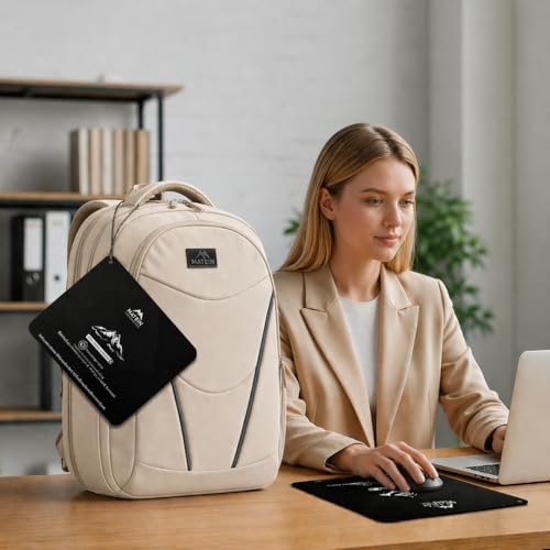 MATEIN HER Work Laptop Backpack for Women with Lunch Box Compartment, Khaki | Meal Prep Bag, Water Resistant, with Water Bottle Holder, 17.3'' Notebook, Teacher Nurse Lunchbox Backpack for Travel Commute - color: Khaki