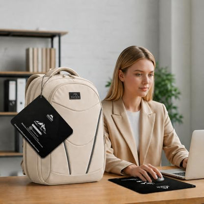 MATEIN HER Work Laptop Backpack for Women with Lunch Box Compartment, Khaki | Meal Prep Bag, Water Resistant, with Water Bottle Holder, 17.3'' Notebook, Teacher Nurse Lunchbox Backpack for Travel Commute - color: Khaki