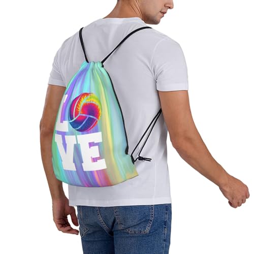Love Volleyball Unisex Drawstring Backpack Bag Sport Gym Travel Swim Sackpack - color: Love Volleyball5