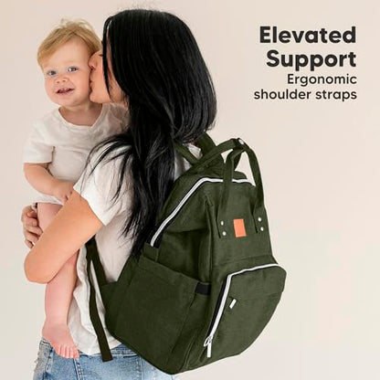 KeaBabies Baby Diaper Bag Backpack - Large Baby Bag for Boys, Girls, Waterproof Multi Function Travel Diaper Backpack with Changing Pad, Durable Travel Essentials for Moms and Dads (Dark Olive) - color: Dark Olive