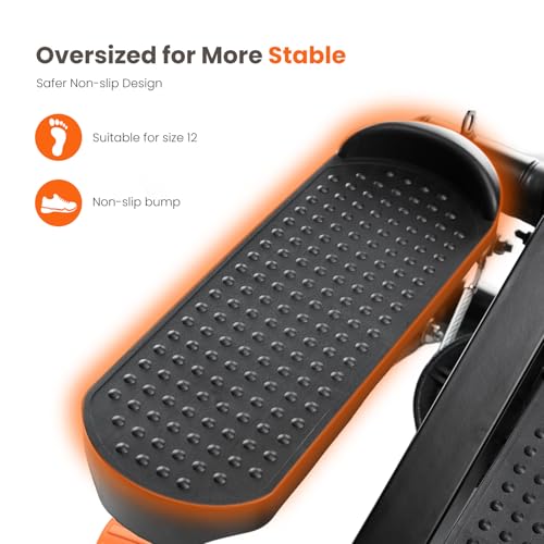 Sweetcrispy Mini Stair Stepper with Resistance Bands, Hydraulic Home Stepper Machine, 300 LBS Weight Capacity, Compact Cardio Equipment with LCD Monitor, No Assembly Required - color: Orange