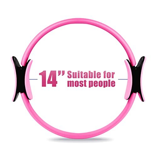 RitFit Pilates Ring Circle - 14 Inch Magic Fitness Circle for Toning Inner & Outer Thighs, Bonus Workout Guide Included - style: Pink