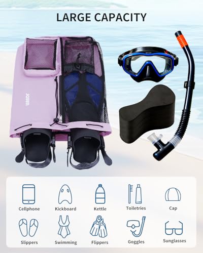 WANDF Mesh Swim Bag, Drawstring Beach Backpack - color: Purple, size: Large