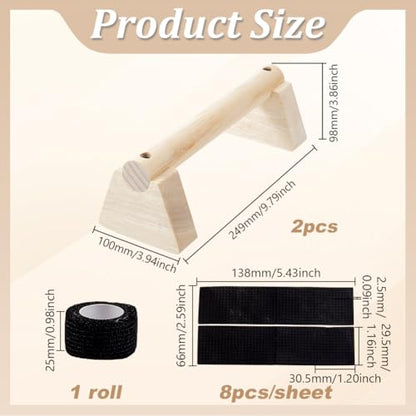 AHANDMAKER Wooden Parallettes Bars for Handstand Training in Natural Bisque Calisthenics Equipment Push Up Bars Dip Stands for Home Gym Strength Training Men Fitness Essentials - size: 24.9x8.8x10cm