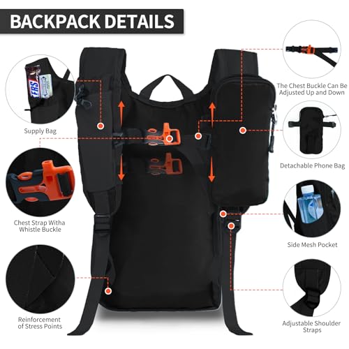 Hiking Backpack 10L/15L Small Daypack Lightweight Packable Travel Foldable Water Resistan for Women Men (Black, 15L) - color: Black, size: 15L