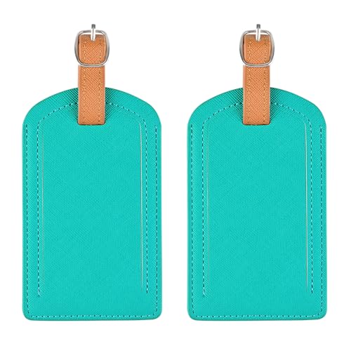 Premium Colored Luggage Tags for Luggage, Travel Bags and Suitcases by Adventure Goods - Pack of 2 (Turquoise) - color: Turquoise