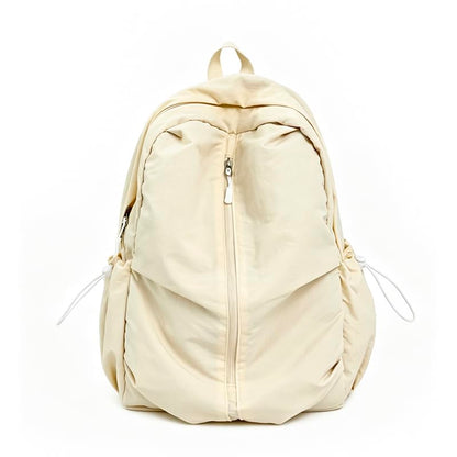 Women Solid Color Backpack Large Capacity Multi Pockets Daypack with Compartments Cute Lightweight Backpacks - color: Beige