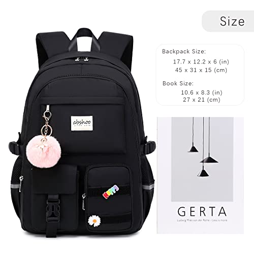 abshoo Big Student Laptop Backpack For College Women Middle High School Teen Girls Bookbag Travel Daypack (Black) | For College - color: Black