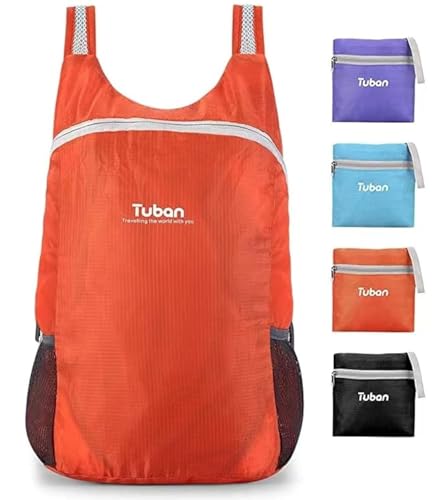 Ultra Lightweight Packable Water Resistant Backpack for Travel Camping Outdoor Hiking Daypack - color: Orange