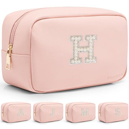 VLANDO Personalized Makeup Bag for Women Small Makeup Brush Bag Birthday Gift Idea for Her Mom Toiletry Bag for Women H - color: 03-Pink-H