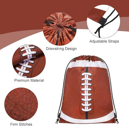 15 Pcs Football Drawstring Bags Backpack Birthday Party Goodie Favor Bags Gift Bag for Gym Sports Storage Travel - style: Football