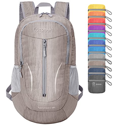 ZOMAKE 25L Ultra Lightweight Packable Backpack, Foldable Hiking Backpacks Water Resistant Small Folding Daypack for Travel(Light Gray) - color: Light Gray