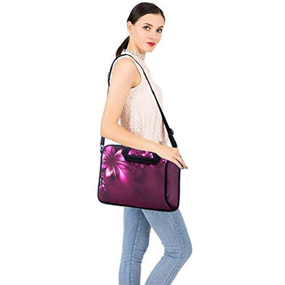RICHEN 11 11.6 12 12.5 13 inches Case Laptop/Chromebook/Notebook PC Messenger Bag Tablet Travel Case Neoprene Handle Sleeve with Shoulder (11-13.3 inch, Flowers) - color: Flowers, size: 11-13.3 inch