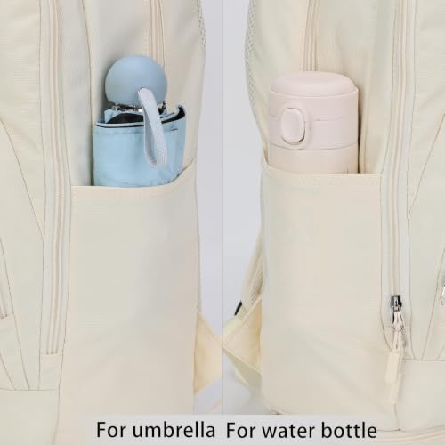 HEAD Gym Tennis Backpack for Women with Shoes Pocket Fits 15.6 inch Laptop - color: Beige With Bottom Pocket