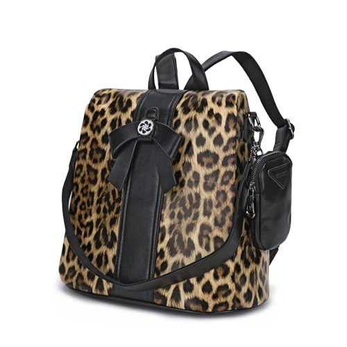 ZOCAI Backpack Purse for Women Fashion Backpack Purses PU Leather Daypacks Anti-Theft Shoulder Bag Satchel Purse - color: Brown Leopard