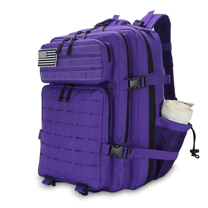 Sparklekle Military Tactical Backpack 45L 3 Day Assault Pack Waterproof Molle Hiking Rucksack for Men&Women (Purple) - color: Purple, size: 45L