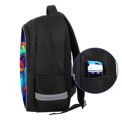 Kids Backpack Lightweight Durable Medium Teens Kids Backpack for School Boys and Girls Bookbag with Adjustable Shoulder Straps & Padded Back 17 Inch School bags with 3D Dinosaur Reflective Cartoon - color: A14-dinosaur