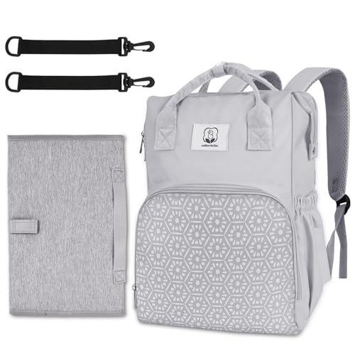Diaper Bag with Changing Pad, Large Baby Bags Backpack with Stroller Straps & Insulated Pockets, Multifunction Waterproof Travel Diapers Back pack for Women & Man, Grey - color: Grey