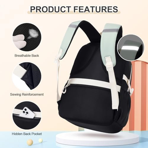 DIGOBAY Backpacks for Girls, 3PCS School Backpack with Lunch Box Pencil Pouch for Teen Girls Kids Elementary Primary Middle High College Travel School bag Bookbag Set （Black Green） - color: Black Green