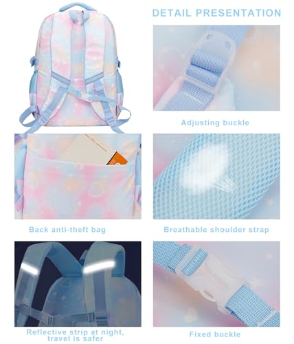 MCWTH Backpack for Teen Girls, Kawaii Cute Kids Elementary Student School Backpacks (Happy Blue) - color: Happy Blue