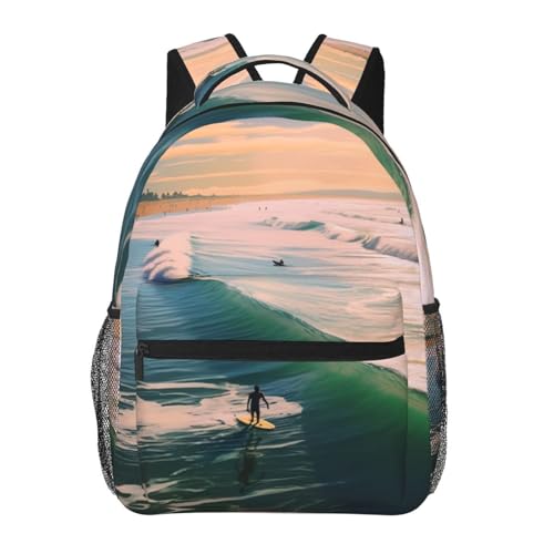 Travel Backpack Beach Surf Carry on Backpack Lightweight Business 15.6inch Laptop Backpack for Men Women - color: Beach Surf