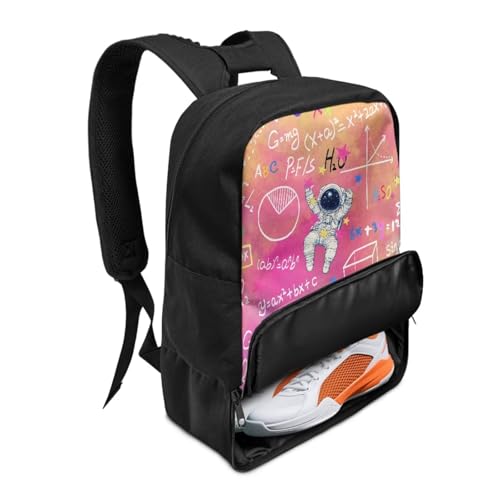 18.5in Basketball Backpack Basketball Bag with Shoe Compartment & Ball Holder, Waterproof Bag for Soccer Volleyball - color: Creative Formula Astronaut Print