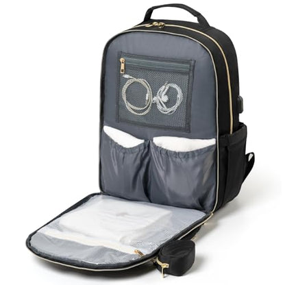 MOMUVO Diaper Bag Backpack, Quilted Baby Bag with Changing Pad & Stroller Straps & Pacifier Case, Large Travel Diaper Bags for Mom Dad, Black - color: Black
