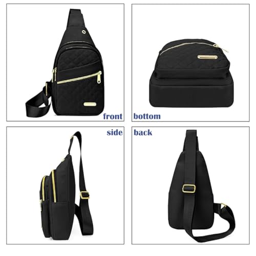 Crossbody Small Sling Backpack Sling Bag for Women Men, Chest Bag Daypack Crossbody for Travel Sport Running Hiking (Black) - color: Black
