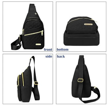 Crossbody Small Sling Backpack Sling Bag for Women Men, Chest Bag Daypack Crossbody for Travel Sport Running Hiking (Black) - color: Black