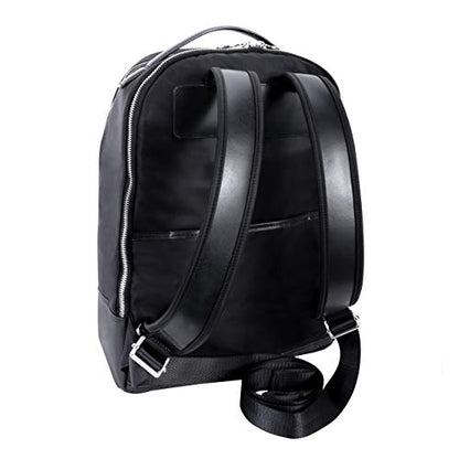 McKleinUSA N Series, Parker, Nano Tech-Light Nylon with Leather Trim, 15" Nylon Dual Compartment Laptop Backpack, Black (18555), One Size - color: Black