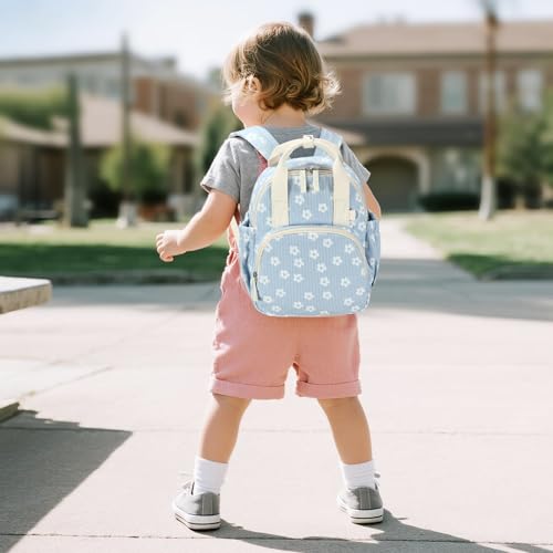 Bluboon Toddler Backpack for Girls Boys 2-4 Cute 12" Preschool Kindergarten Backpacks Kids Daycare Bags School Travel (White Flower-Blue, Age 2-4 (12" H not Fit A4 Folder)) - color: White Flower-blue, size: Age 2-4 (12" H not Fit A4 Folder)