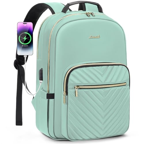 LOVEVOOK Laptop Backpack for Women 18.4 inch,Cute Womens Travel Backpack Purse,Professional Laptop Computer Bag,Waterproof Work Business College Teacher Bags Carry on Backpack with USB Port,Mint Green - color: Mint Green, size: 18.4 inch