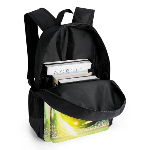 Football Green Backpack, Durable Polyester Daypack with Laptop Compartment, Reinforced Bottom, Adjustable Shoulder Straps And Multi Pockets for Travel And Daily Use - color: Football Green