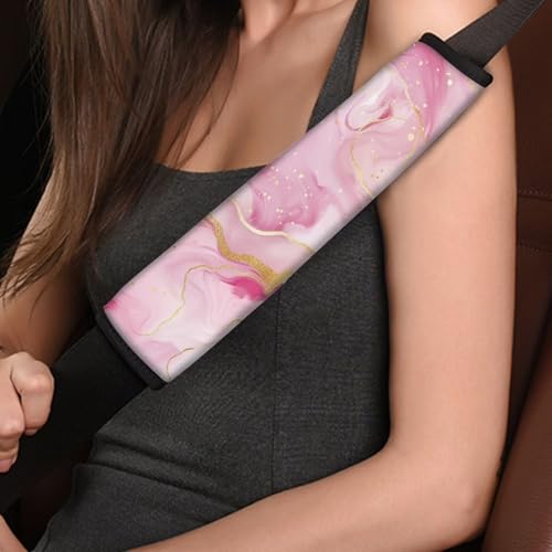 Pink Marble Seat Belt Covers for Women,Girls Soft and Comfortable Shoulder Strap Pads for Adults Universal Car Interior Decor Accessories,Pack of 2 - color: Pink Marble Print