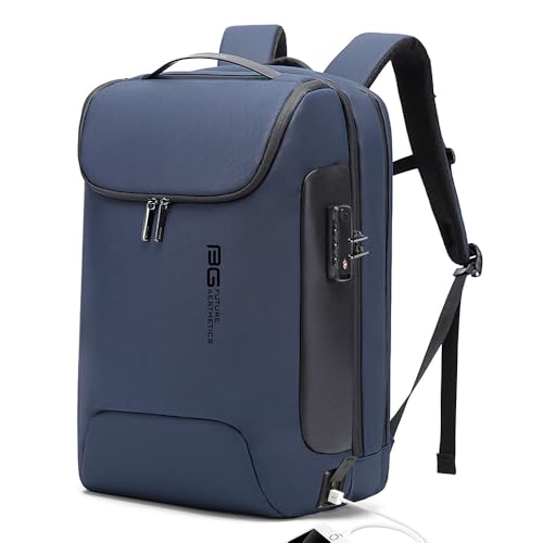 BANGE 17.3 Inch Business Laptop Backpack: Anti-Theft with USB Port & TSA Lock, Waterproof Zippers, Large Travel Commuter Bag - color: Blue, size: lock and usb