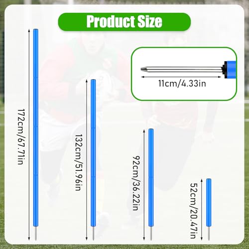 TOBWOLF Adjustable Soccer Agility Training Poles, Detachable Sports Training Speed Sticks, Outdoor Sports Speed & Agility Turf Training Poles for Soccer Drills
