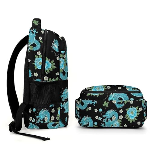 Nurse Teacher Travel Backpack Light Blue Flowers Cool Dragons Floral Purse, Cute Laptop Backpack with Tumbler Holder for Women College Work Casual Daypack - color: Pattern (259)