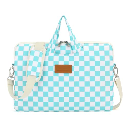 canvaslife Waterproof Pattern Resistant Laptop Shoulder Messenger Bag for Pro 16 inch and 15.6 inch-16 inch Laptop (Ice blue Checker) - color: Ice Blue Checker