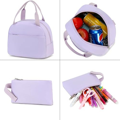 Spotted Tiger School Backpack for Girls Backpack with Lunch Box Anime Bookbag Set School Bag Kawaii Backpacks for Girls Teens (Purple) - color: Purple