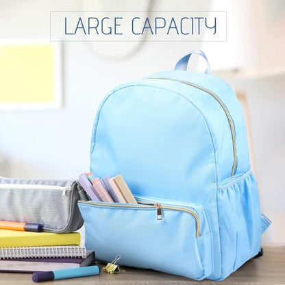1 Piece Nylon Backpack Kids School Backpack for Toddler Girls Boys Plain Waterproof Preppy Bookbags Travel for Student (Blue) - color: Blue