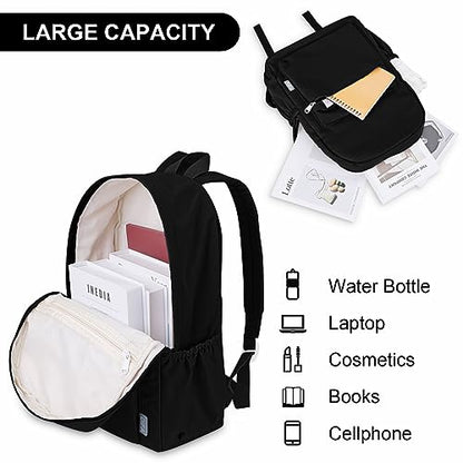 YFGBCX Cute Aesthetic Backpack for Women Solid Color Backpacks Lightweight Classic Backpack for Women Laptop Backpacks - color: Black