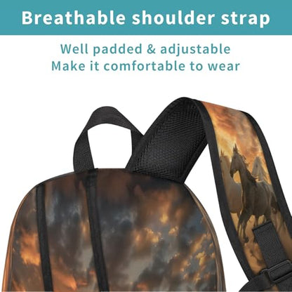 3d Animal Horses Large Backpack 18 Inch Laptop Tablet Backpacks - color: B4 Animal Horses