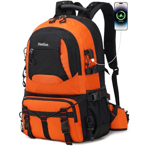 Nerlion 40L Hiking Backpack Travel Backpack for Men Women Camping Waterproof Outdoor Hiking Daypack Lightweight Backpack (Orange) - color: A3- Orange