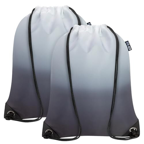 2PCS Drawstring Bags Bulk, String Backpack for Men Women, Cinch Bag Draw String Back Bag for Gym, Sports, Travel, Swimming, Beach, Gradient black - color: Gradient Black, size: Large